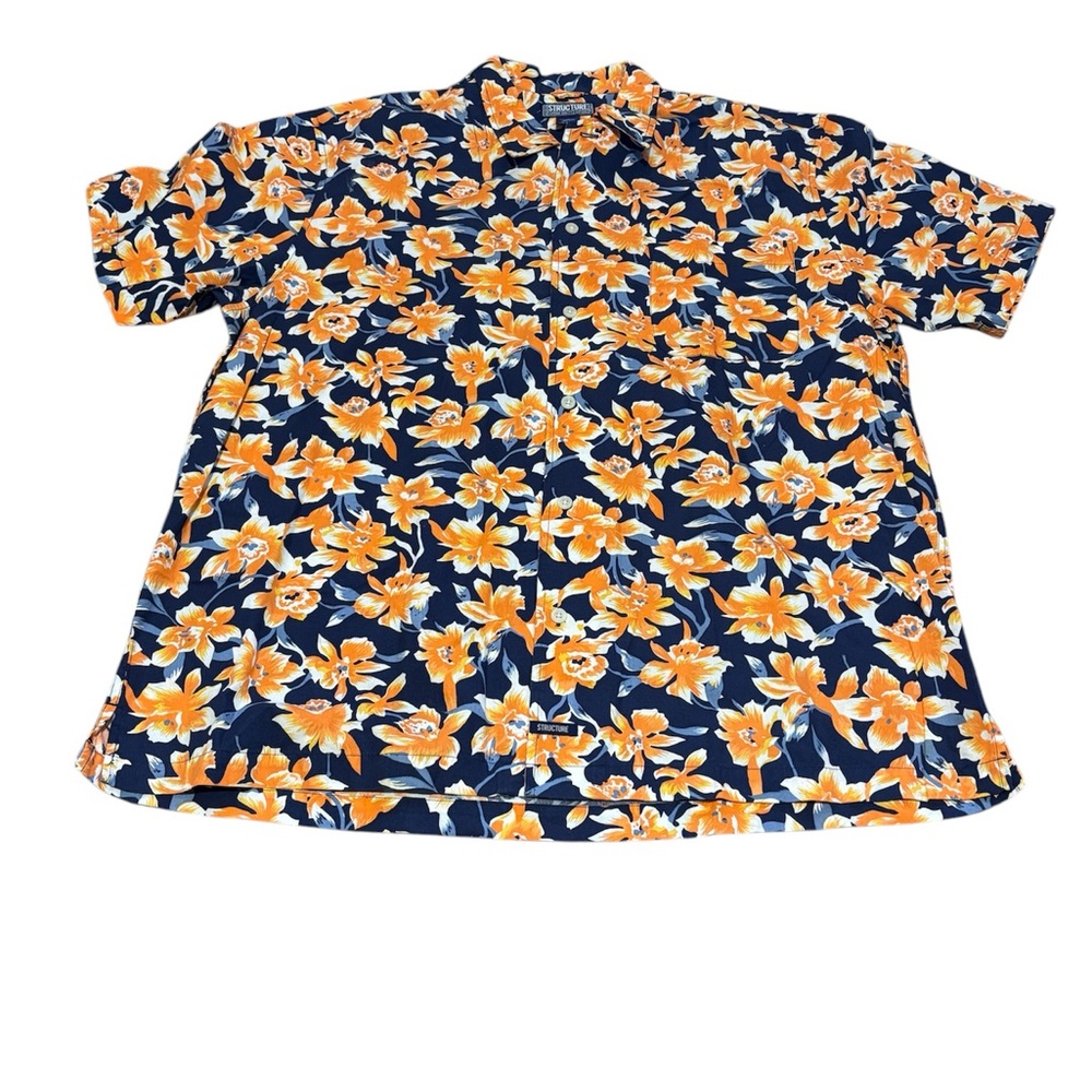 Mens Structure Hawaiian Print XL Casual Button Up Short Sleeve Shirt